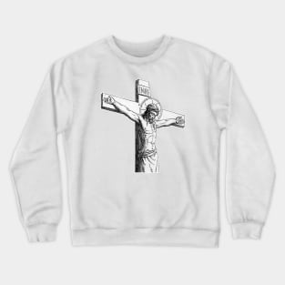 Jesus Christ Nailed to the Cross Sacred Drawing Crewneck Sweatshirt